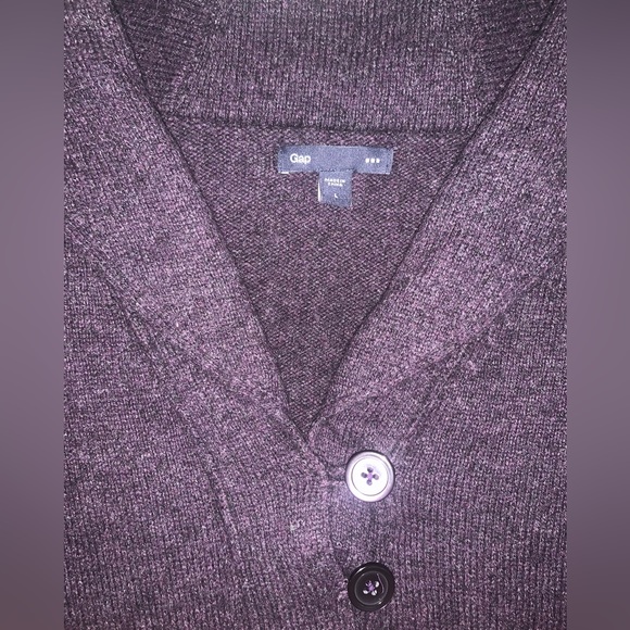 GAP Women’s Purple Plum Sweater Inside out Seam Cowl Neck with Button Size L - Picture 5 of 6